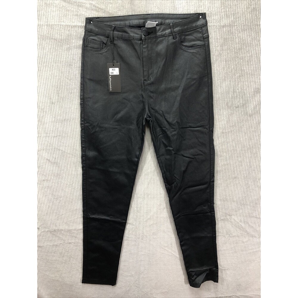 ApperlothA Womens Wet Look Pants Size Large Black Charcoal